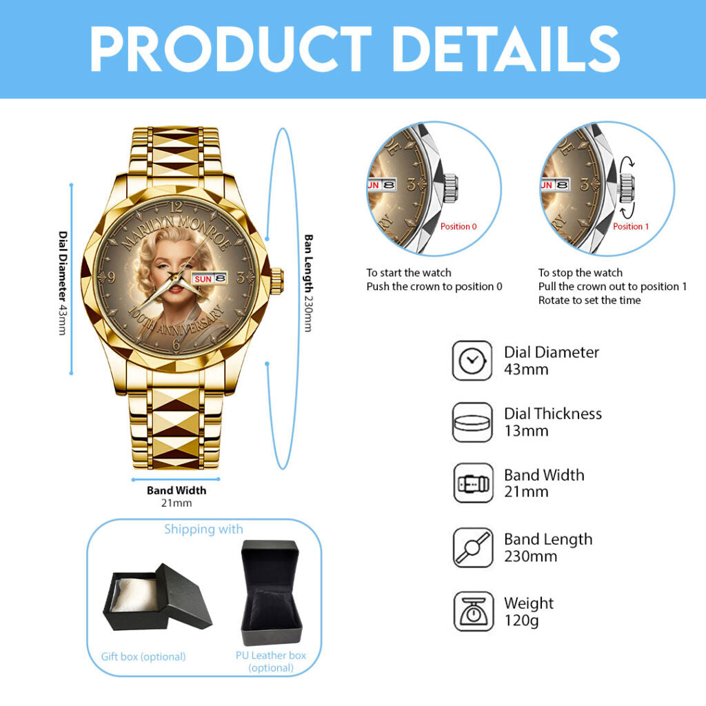Marilyn Monroe 100th Anniversary Alloy Luxury Quartz Watch - TMTHU7777