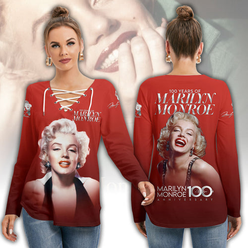 Marilyn Monroe 100th Anniversary Women's Long Sleeve Neckline Tie Sweatshirt – HOATT19844