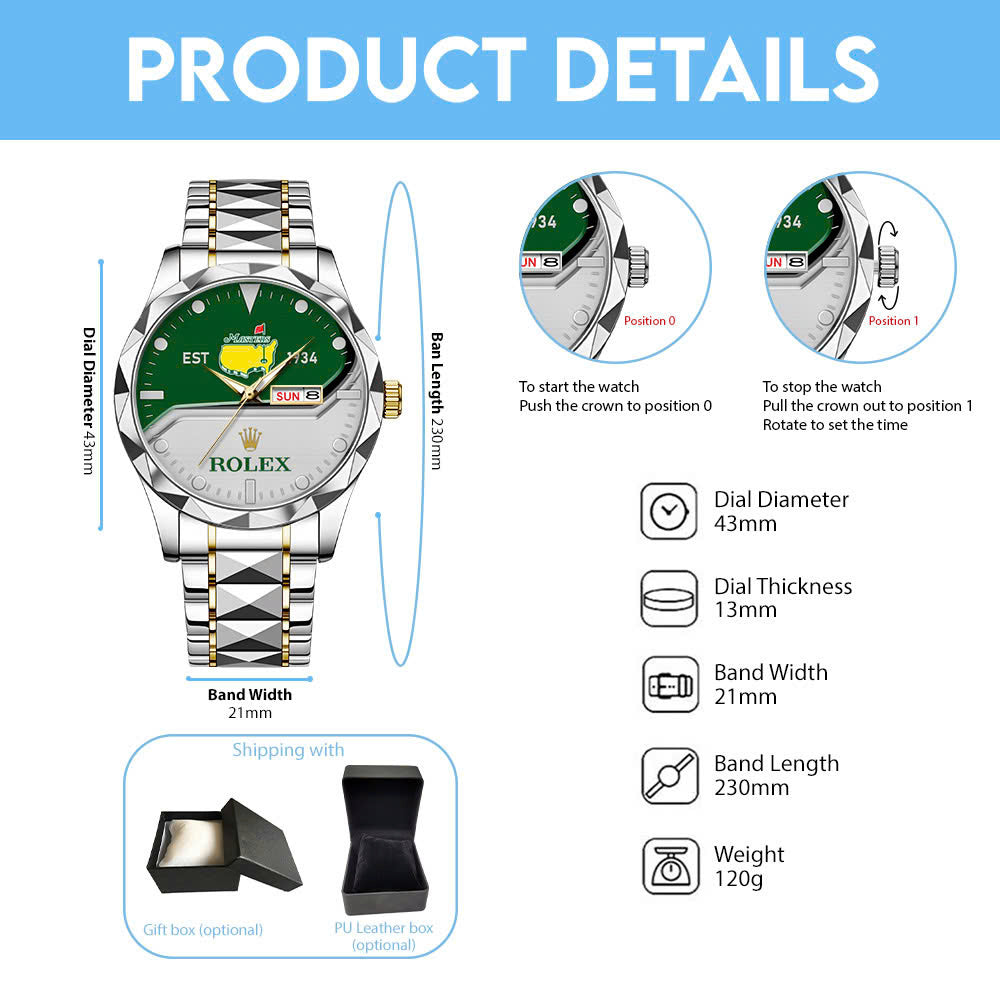 Masters Tournament x Rolex Alloy Luxury Quartz Watch – MAITM15097