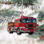 Custom Fire Truck Ornament - Personalized Photo Gift for Firefighter, Paramedic | Christmas Decoration