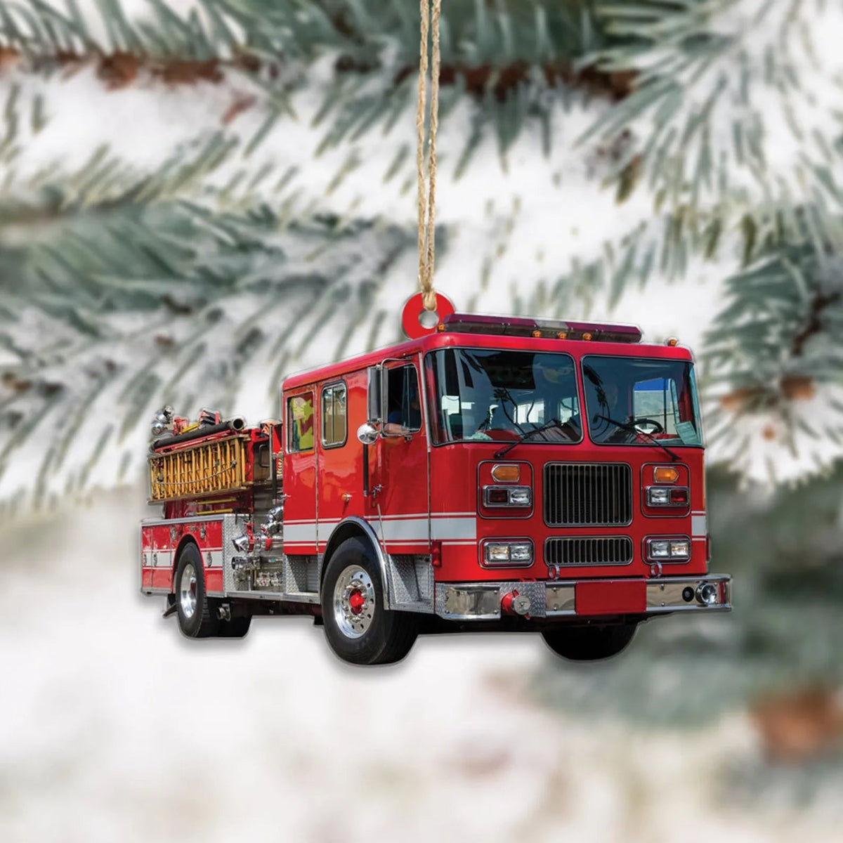 Custom Fire Truck Ornament - Personalized Photo Gift for Firefighter, Paramedic | Christmas Decoration