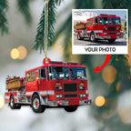 Custom Fire Truck Ornament - Personalized Photo Gift for Firefighter, Paramedic | Christmas Decoration