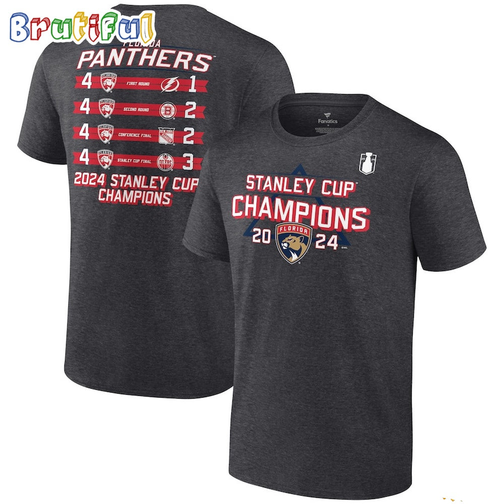 Men’s Florida Panthers 2024 Stanley Cup Champions Schedule T Shirt