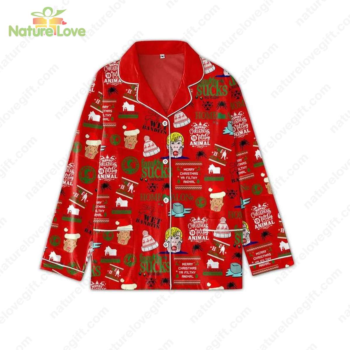 Merry Christmas Home Alone Christmas Pajamas​ Red Set