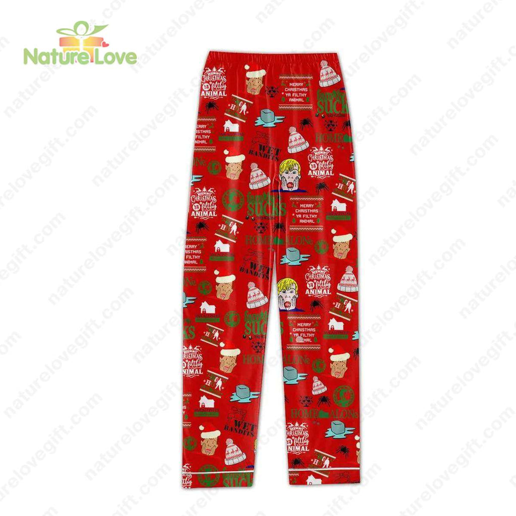 Merry Christmas Home Alone Christmas Pajamas​ Red Set