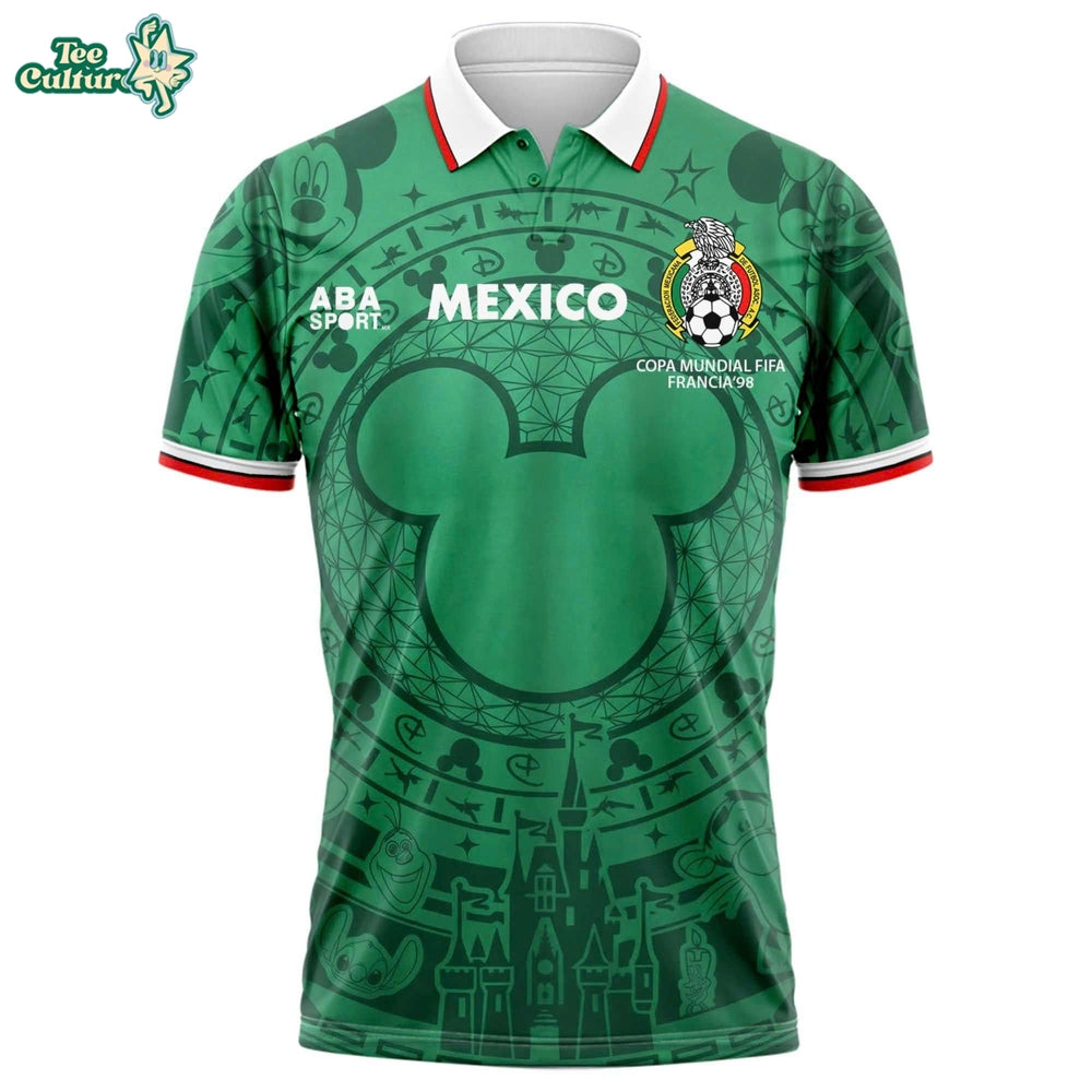 Mexico FIFA World Cup 2026 Disney Mickey Inspired Custom Polo Shirt - Personalized Name & Number