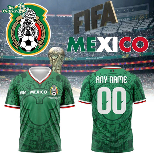 Mexico FIFA World Cup 2026 Disney Mickey Inspired Custom V-Neck Jersey Personalized Name & Number