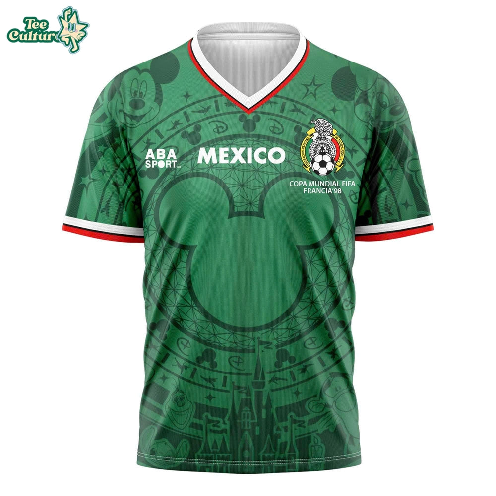 Mexico FIFA World Cup 2026 Disney Mickey Inspired Custom V-Neck Jersey Personalized Name & Number