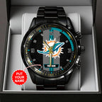 Personalized Miami Dolphins Black Stainless Steel Watch – TANTN16026