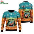 Miami Dolphins Baby Yoda Hug The Ball Christmas Ugly Sweater