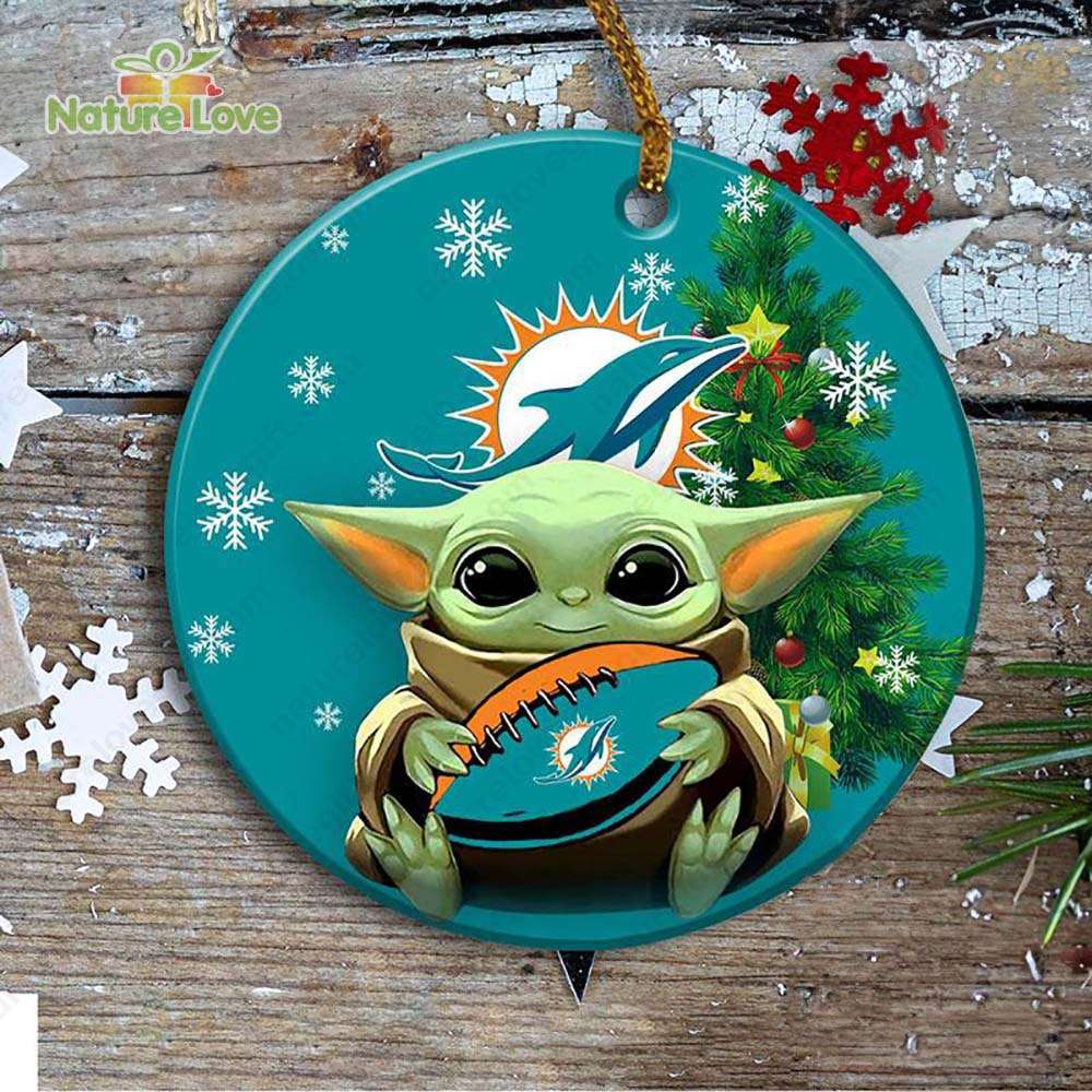 Miami Dolphins Baby Yoda Ornament Christmas Tree Decorations NFL Gifts