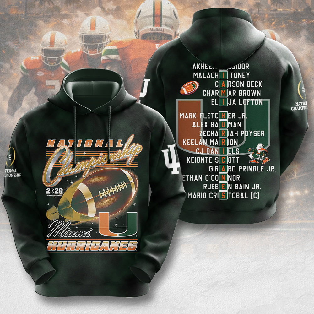 Miami Hurricanes Football 3D Apparel – MAITM14468