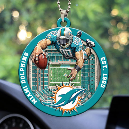 Miami Dolphins Custom shape 2-sided Acrylic Car Ornament – HOATT12587