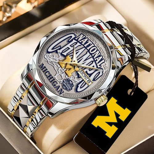 Michigan Wolverines 2026 Men's Basketball National Champions Alloy Luxury Quartz Watch – TANTN22352