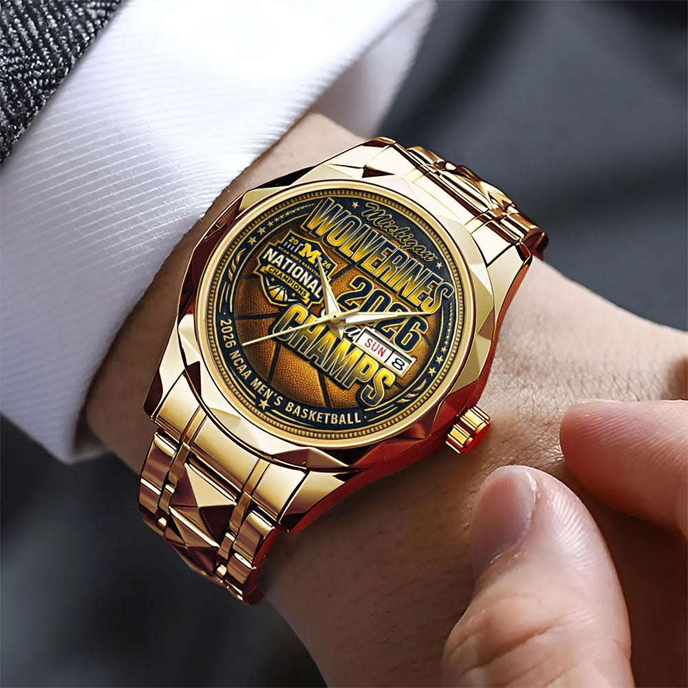 Michigan Wolverines 2026 NCAA Men's Basketball National Champs Alloy Luxury Quartz Watch – TMTHU5026