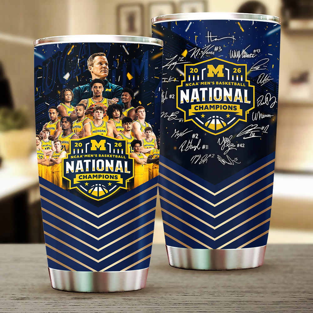 Michigan Wolverines 2026 NCAA Men's Basketball National Champs Tumbler Cup – TMTHU5098