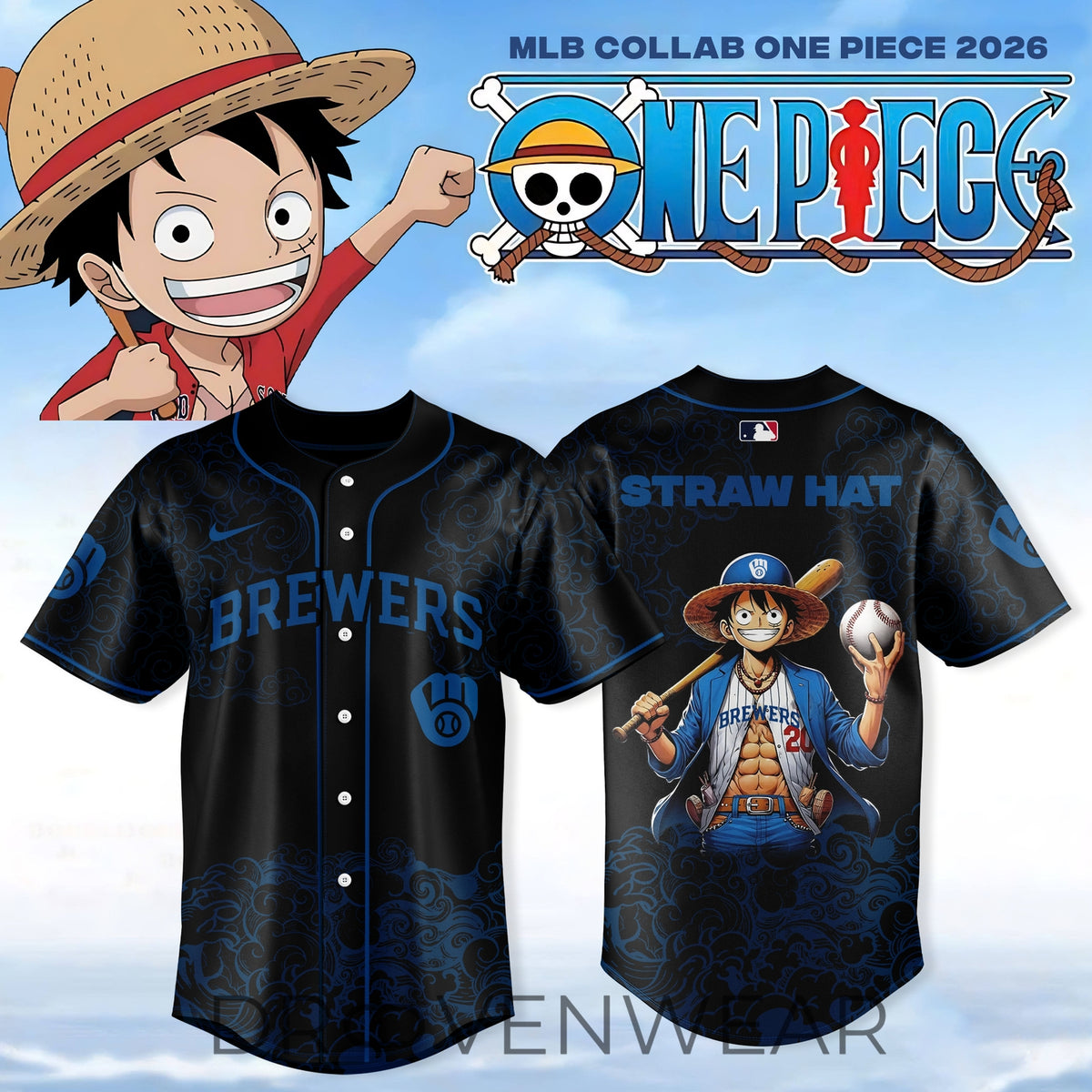 Milwaukee Brewers x Luffy One Piece Jersey - Limited MLB Drop