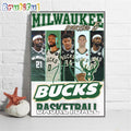 Milwaukee Bucks Starting 5 Basketball Wall Art Poster Canvas