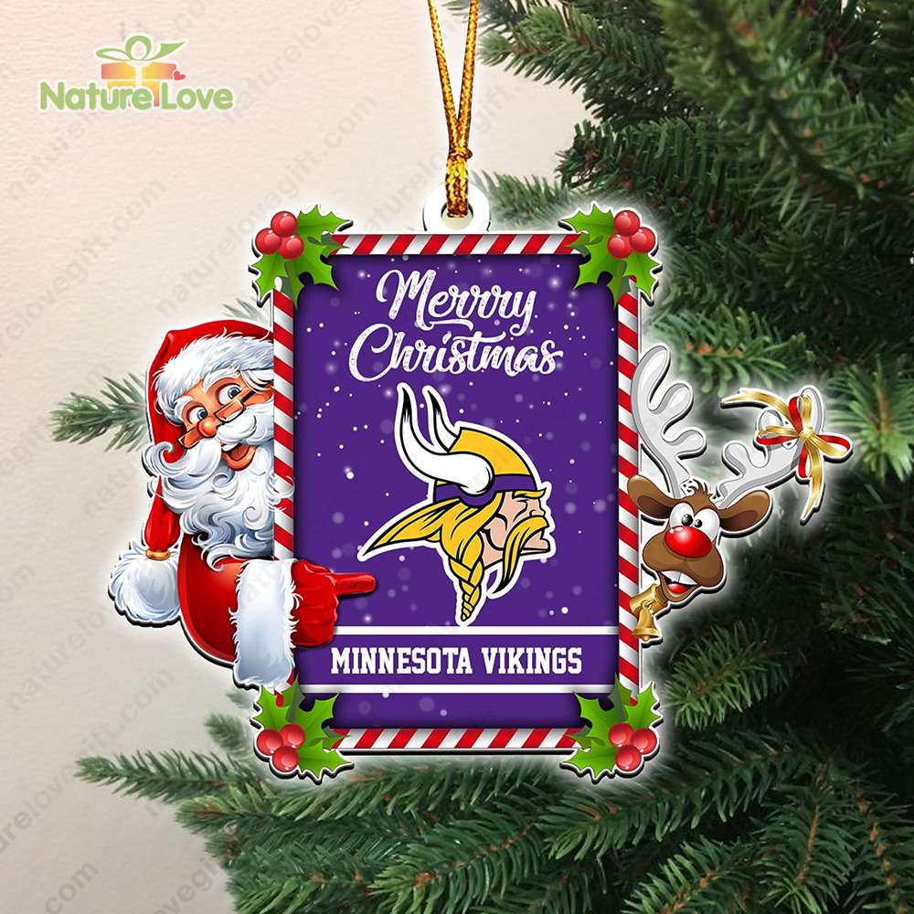 Minnesota Vikings Santa Reindeer Funny Christmas Ornament NFL Gift