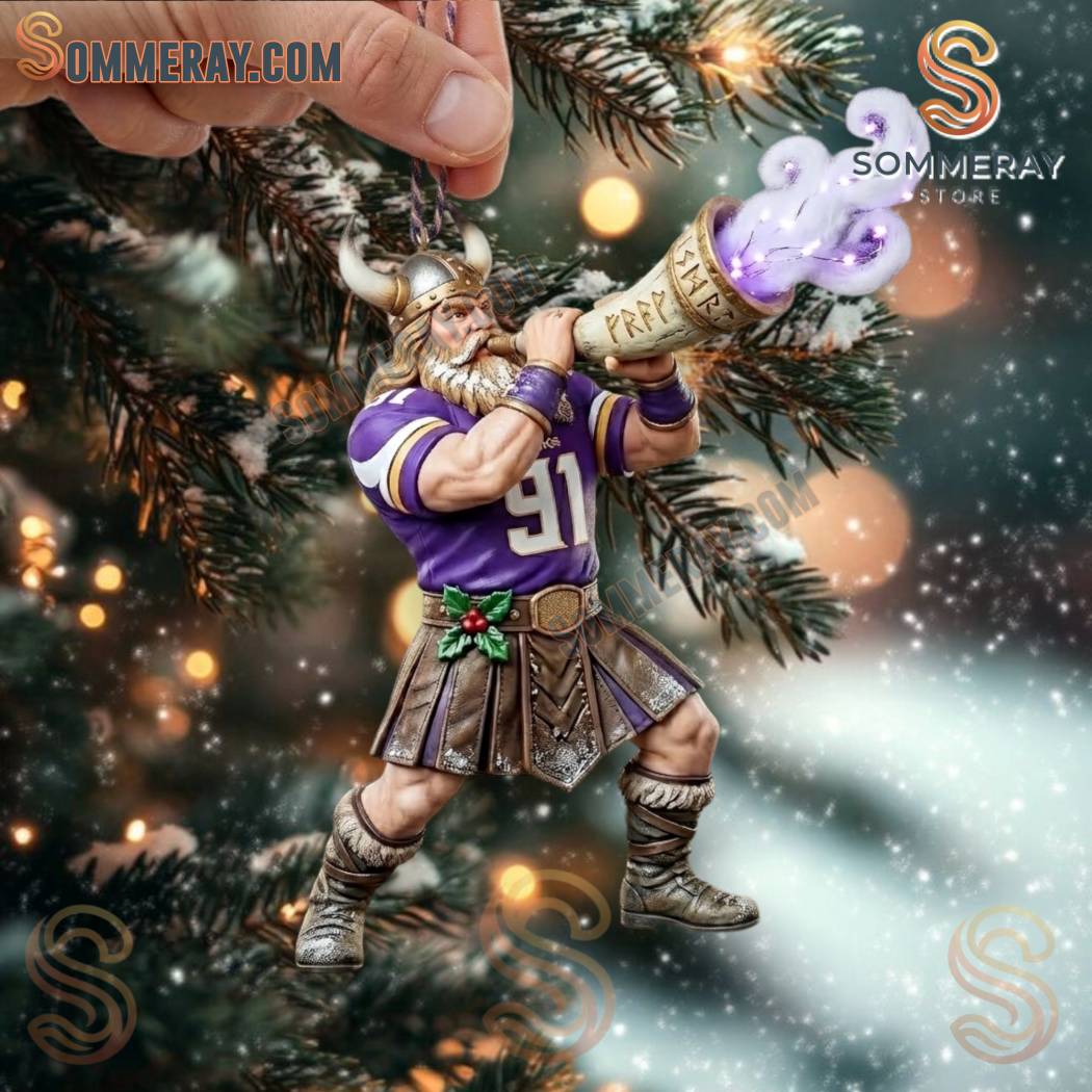 Minnesota Vikings Viktor The Viking Gjallarhorn Christmas Ornament