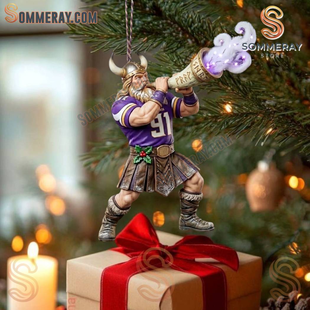 Minnesota Vikings Viktor The Viking Gjallarhorn Christmas Ornament