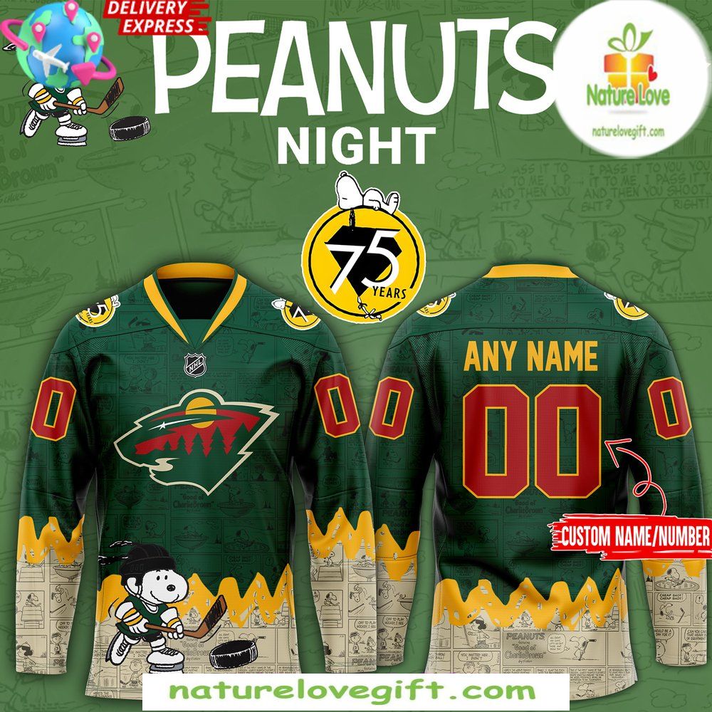 Peanuts 75th Anniversary Minnesota Wild Hockey Jersey