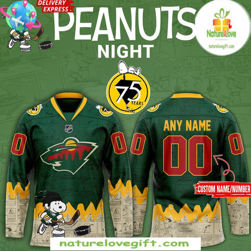 Peanuts 75th Anniversary Minnesota Wild Hockey Jersey
