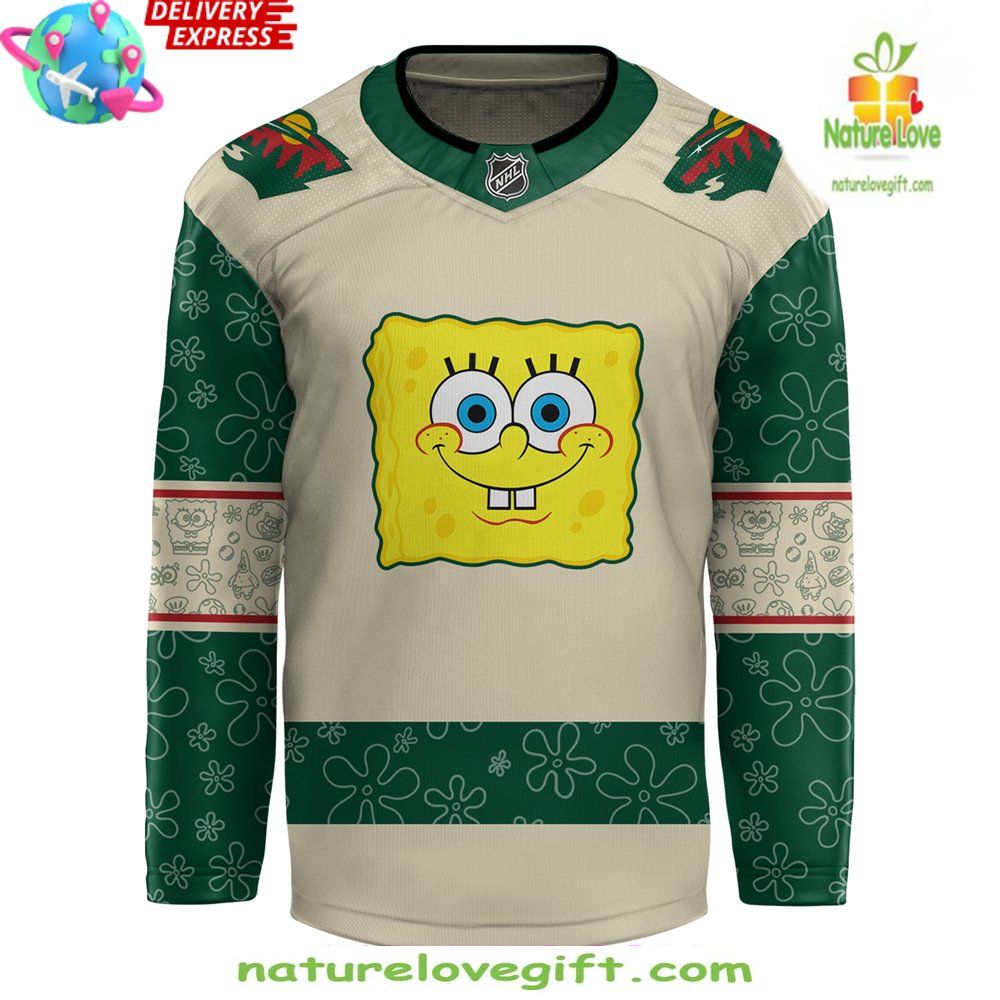Minnesota Wild Spongebob 25th Anniversary Hockey Jersey