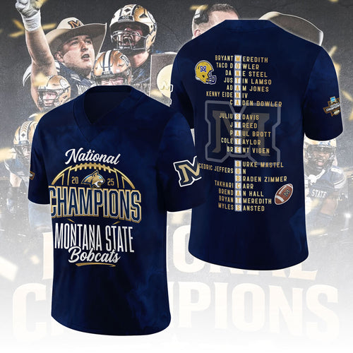 Montana State Bobcats Football 2025 National Champions 3D Football Jersey – MAITM14952
