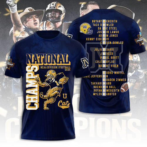 Montana State Bobcats Football 2025 National Champions 3D Apparel – MAITM14677