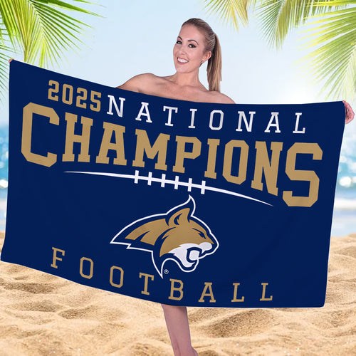 Montana State Bobcats Football 2025 National Champions Rectangle Beach Towel – MAITM14611