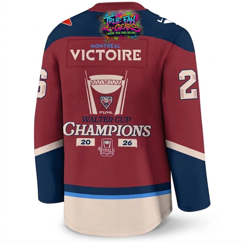 Montreal Victoire Walter Cup PWHL Champions 2026 Personalized Hockey Jersey