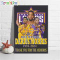 NBA Los Angeles Lakers Rest In Peace Darius Morris 1991-2024 Thank You For The Memories Poster Canvas