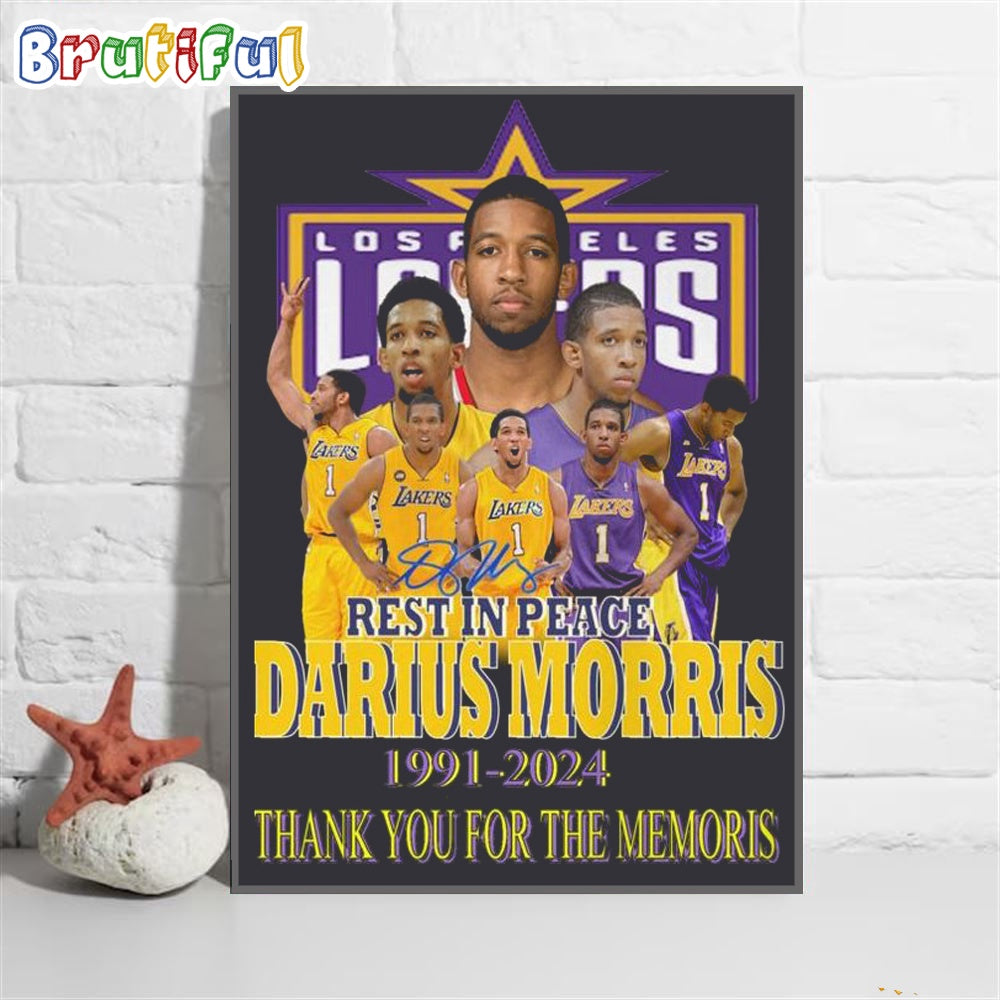 NBA Los Angeles Lakers Rest In Peace Darius Morris 1991-2024 Thank You For The Memories Poster Canvas