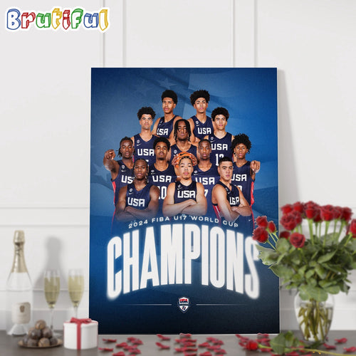 NBA Men’s Basketball 2024 Fiba U17 World Cup Champions Wall Art Poster Canvas