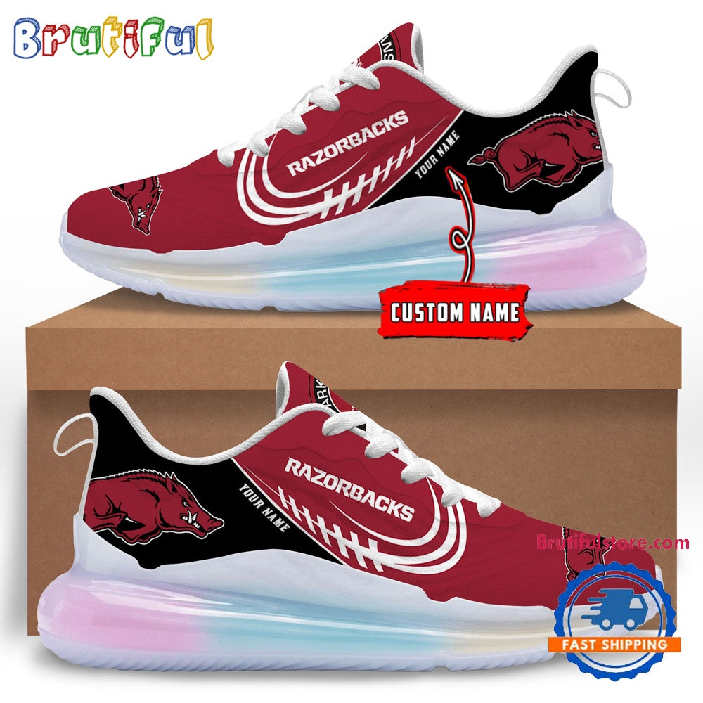 NCAA Arkansas Razorbacks Women’s Rainbow Atmospheric Cushion Running Shoes, Football Women’s Shoes
