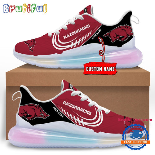 NCAA Arkansas Razorbacks Women’s Rainbow Atmospheric Cushion Running Shoes, Football Women’s Shoes