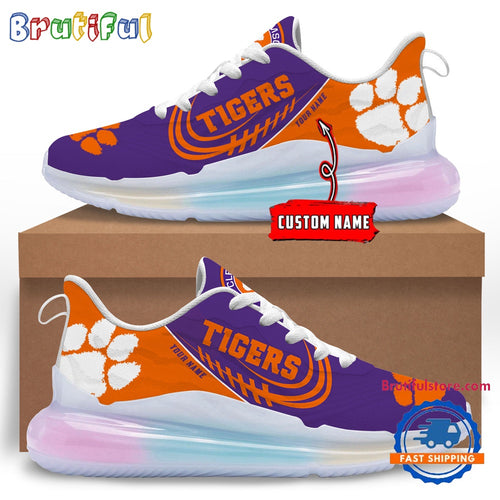 NCAA Clemson Tigers Women’s Rainbow Atmospheric Cushion Running Shoes, Football Women’s Shoes