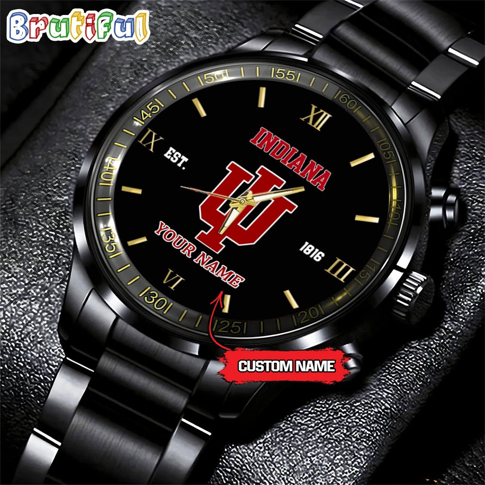 NCAA Indiana Hoosiers Black Fashion Watch Football Watch For Fans