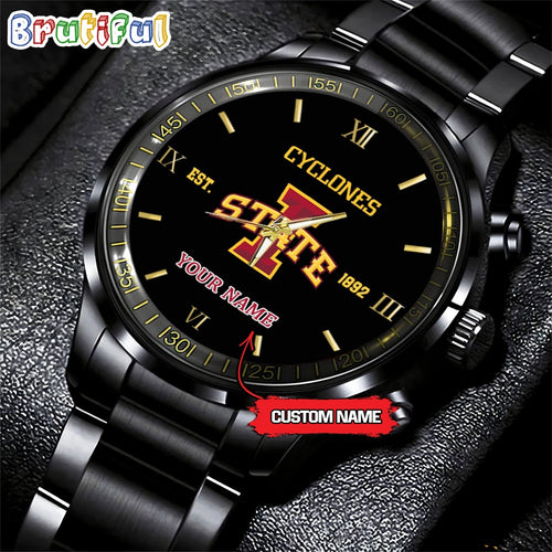 NCAA Lowa State Cyclones Black Fashion Watch Football Watch For Fans