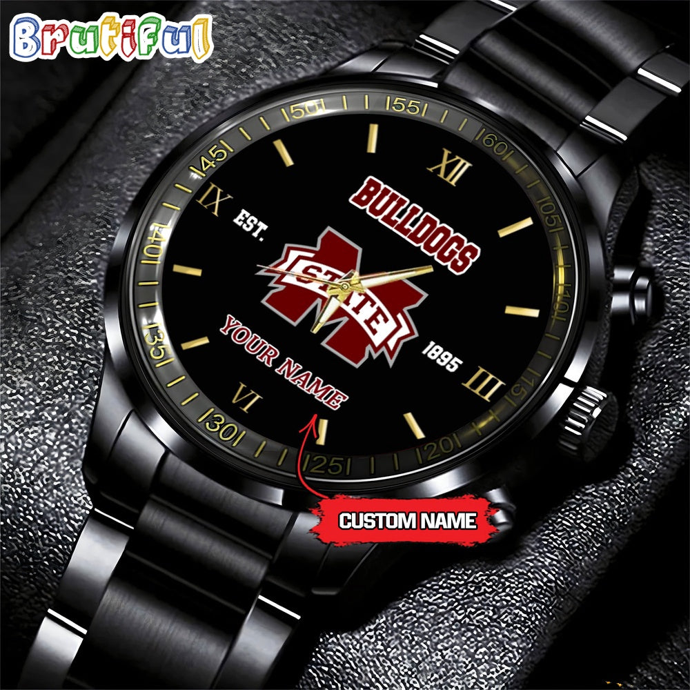 NCAA Mississippi State Bulldogs Black Fashion Watch Football Watch For Fans