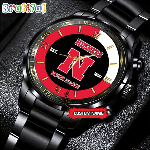 NCAA Nebraska Cornhuskers Black Fashion Watch