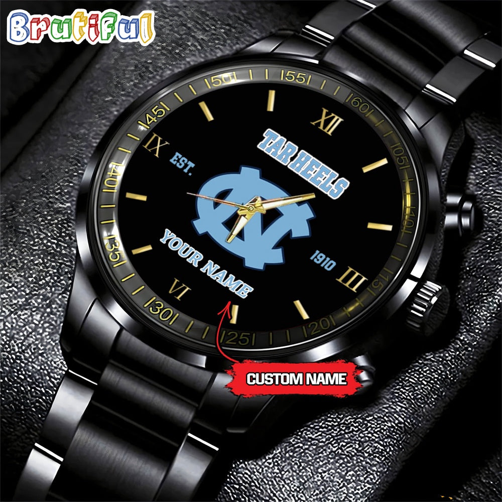 NCAA North Carolina Tar Heels Black Fashion Watch Football Watch For Fans