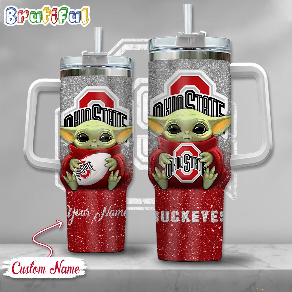 NCAA Ohio State Buckeyes Tumbler Baby Yoda Customzed Handle Cup
