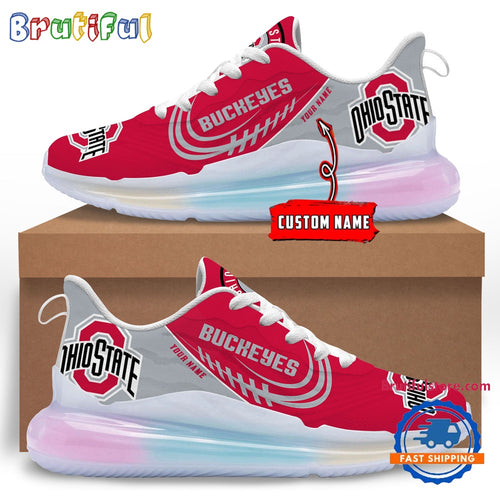 NCAA Ohio State Buckeyes Women’s Rainbow Atmospheric Cushion Running Shoes, Football Women’s Shoes