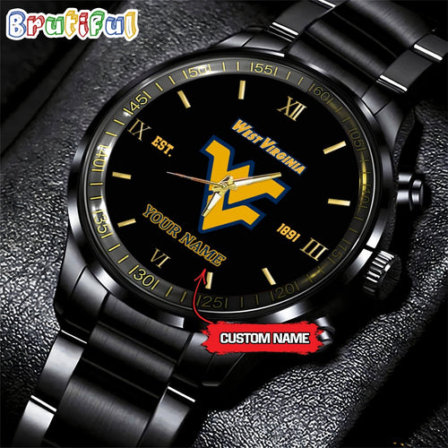 NCAA West Virginia Mountaineers Black Fashion Watch Football Watch For Fans