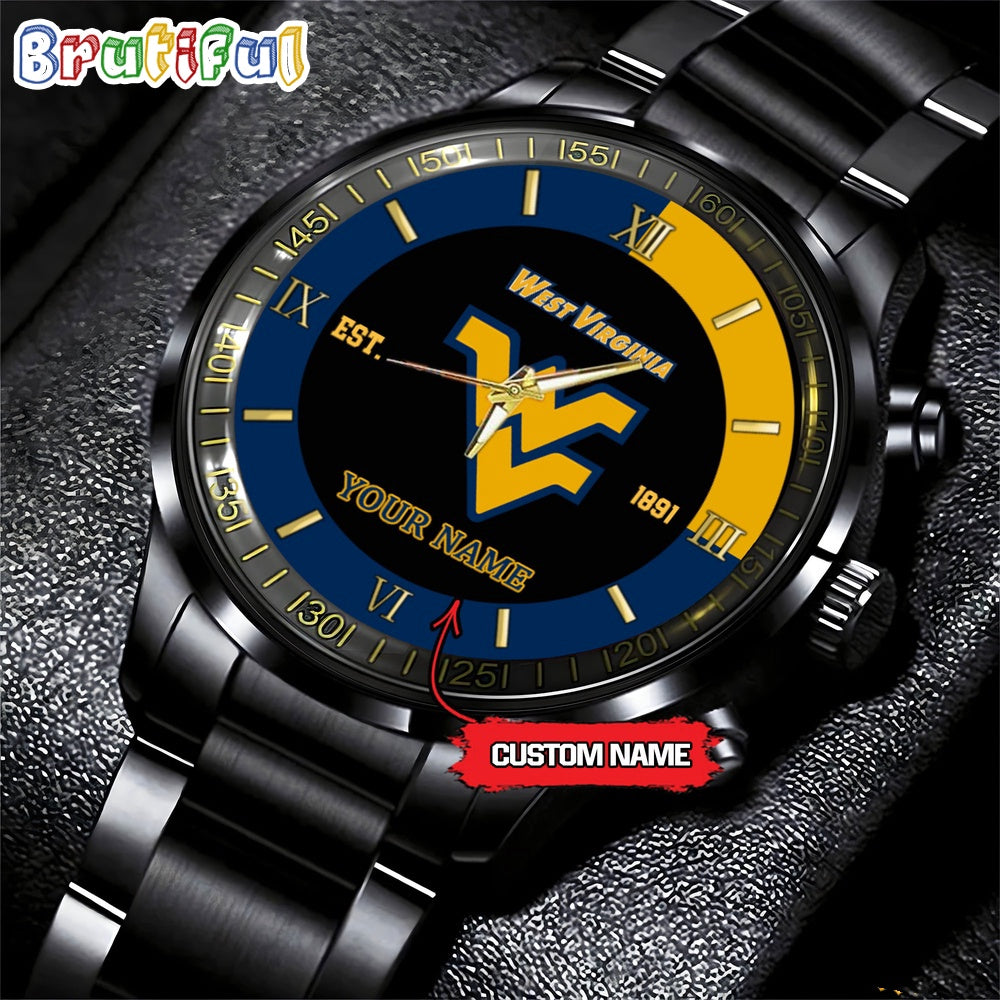 NCAA West Virginia Mountaineers Black Fashion Watch
