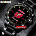 NCAA Wisconsin Badgers Black Fashion Watch Football Watch For Fans