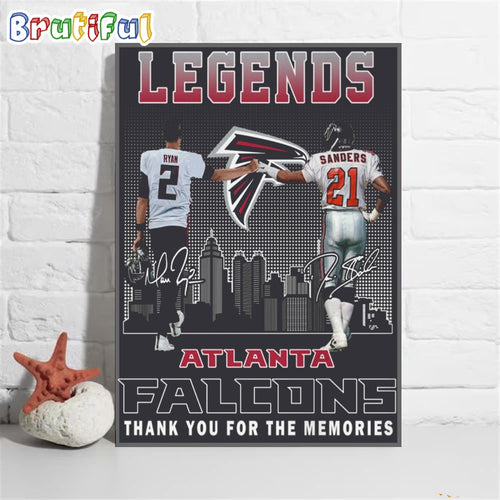 NFL Atlanta Falcons Poster Canvas, Legends Atlanta Falcons Thank You For The Memories Poster Canvas
