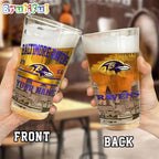 NFL Baltimore Ravens Beer Glass Cup 16oz, Custom Football Glass Cup